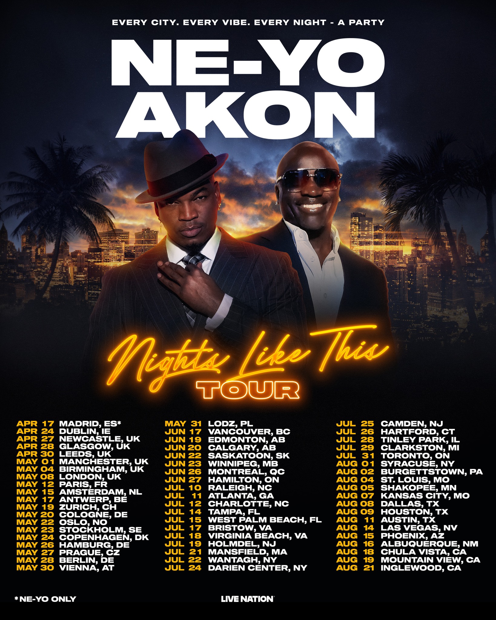 Ne-Yo Nights Like This Tour Poster 2026